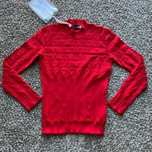 NWT Love Moschino Top Womens 10-12 (EU 42) Red Long Sleeve Feminine Chic Blouse